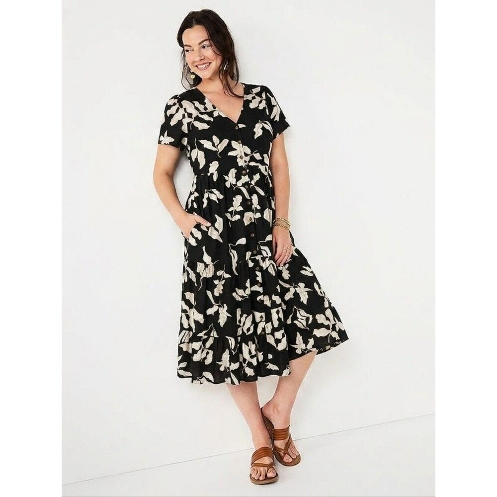 Sonoma Goods For Life® Button Front Tiered Midi Dress
